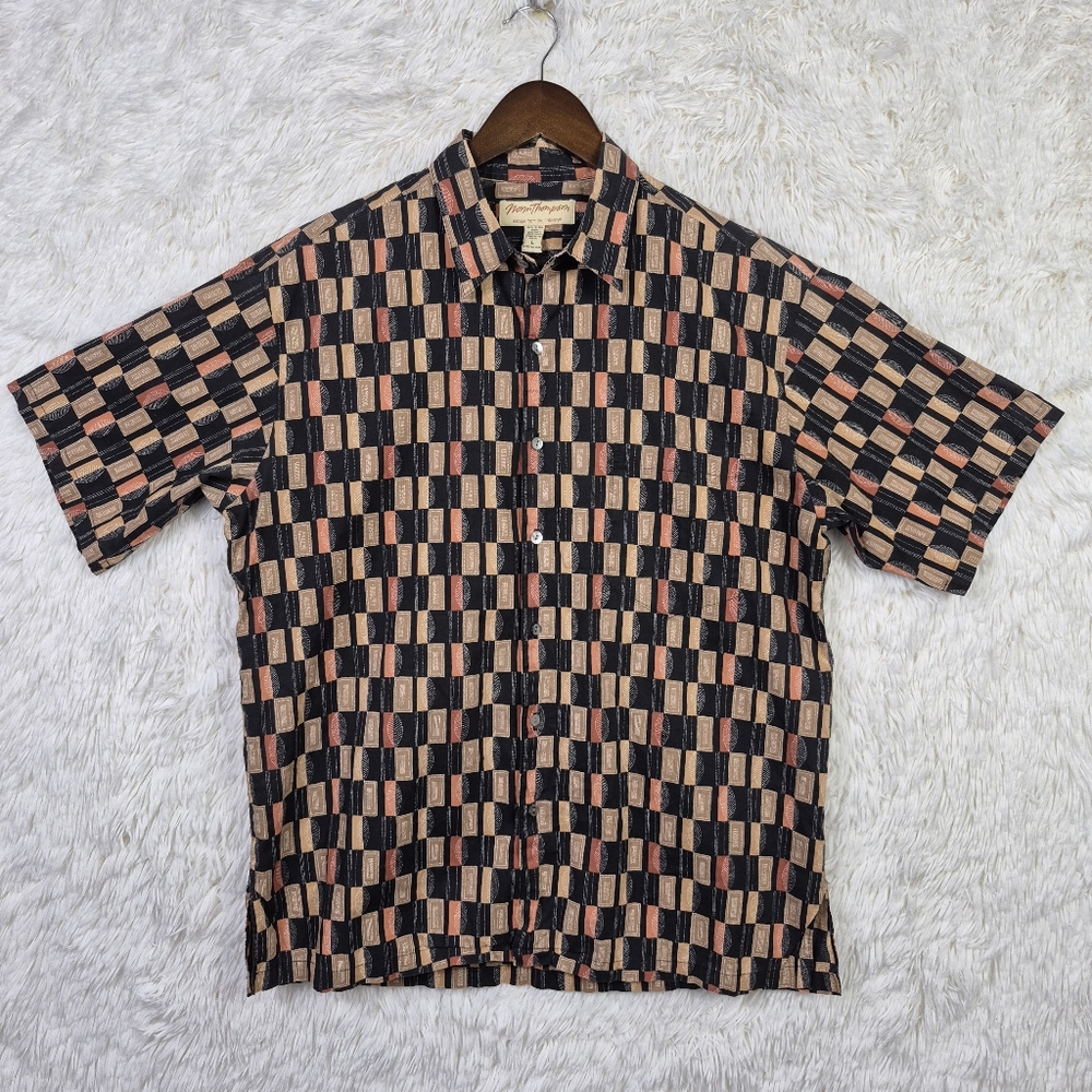 Vtg Norm Thompson X Tori Richard L Cotton Abstract Hawaiian Shirt Resort 80s 90s